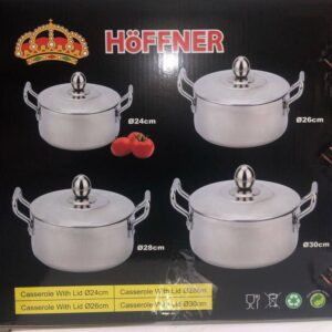 4PCS HOFFNER POLISHED ALUMINIUM POT SET 

SIZE: 24, 26, 28 & 30CM