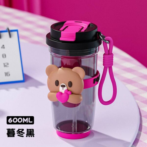 600ml PORTABLE WATER BOTTLE WITH STRAW - Image 2
