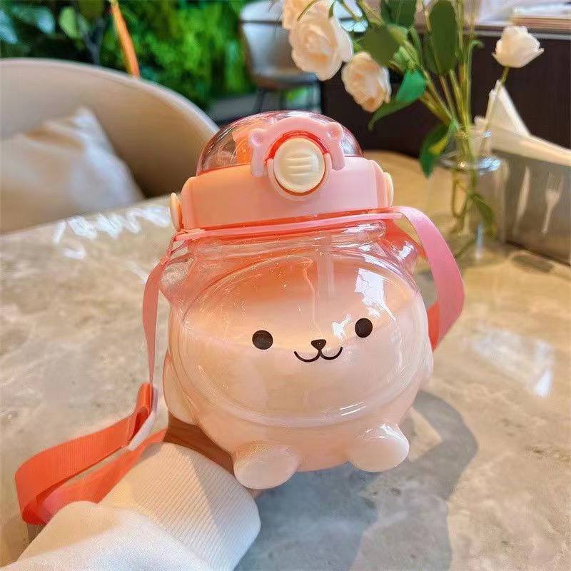 1000ML BEAR DESIGN WATER BOTTLE WITH STRAW