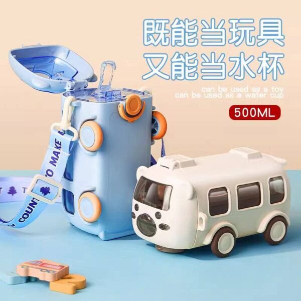 500ML CAR SHAPE WATER BOTTLE WITH STRAW 
AVAILABLE IN DISPLAY COLOURS - Image 2