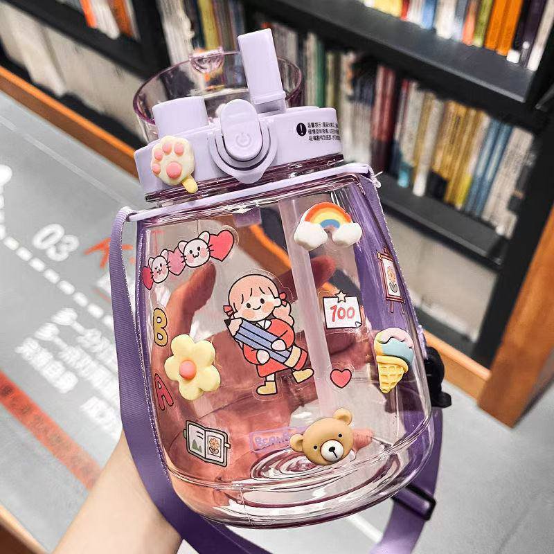 1300ML CUTE BIG BELLY SINGLE WATER BOTTLE WITH CHARACTER STICKER