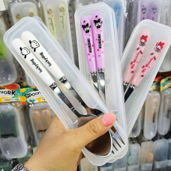 QUALITY TEENAGERS AND KIDS CUTLERY SPOON AND FORK WITH CASE - Image 3
